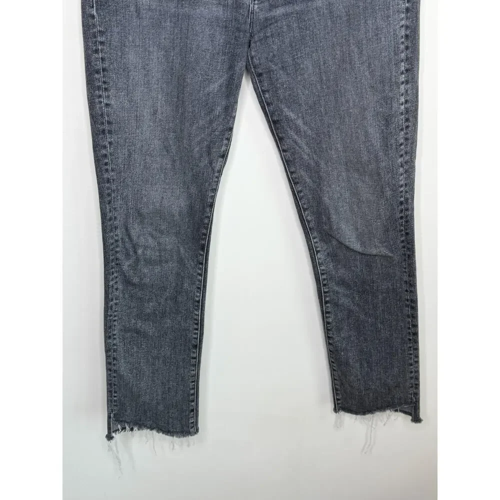 Mother High Waisted Rascal Ankle Step Fray Distressed Jeans Night Garden Size 28